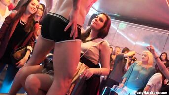 Strangers strong penis fucked drunk sluts at a noisy party in a nightclub