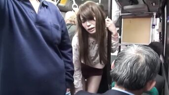 Japanese manager fucked unknown beauty in bus