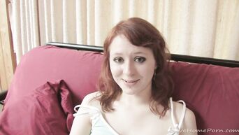Red-haired girl wants to become porn actress