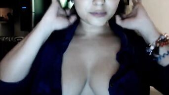 Latina gets orgasm from sucking own nipples