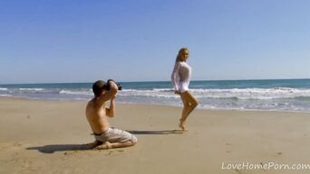 Photographer fucks model in ass on the beach