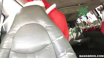 Santa Claus fucks skinny Mia Monroe in bus at full speed