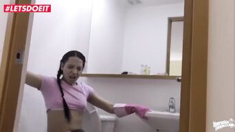 Young latin maid dancing on cock