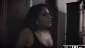 Latina gets cum in pussy from waiter