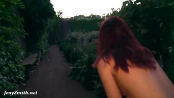 Jeny Smith is walking naked through an abandoned factory.