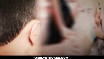 FamilyStrokes - Curious Teens Get Tricked Into Sucking Stepbrother's Cock