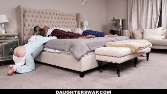 DaughterSwap - Daughters Suck Each Others Dads Cocks After A Scary Movie