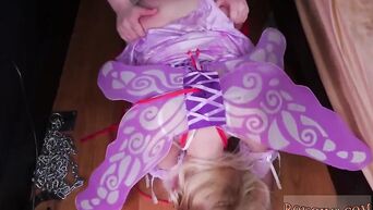 Fat knitted fairy, fucked in dog style and experienced orgasm from blowjob