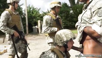 Homosexual sucks big black dick from officer in front of soldiers