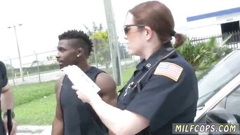 MILFs forgot about official duty and sucked black dick