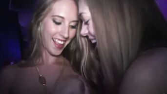Drunk orgy with beautiful girls in nightclub