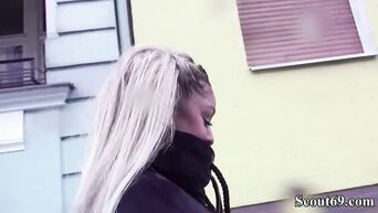 German street pick up and sex casting for busty slut