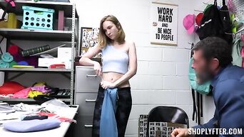 Cute teen chick Claire Roos got fucked by security guy in lingerie store