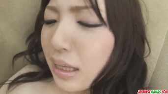 Hairy Japanese hole of Ayane Okura gets vibro orgasm