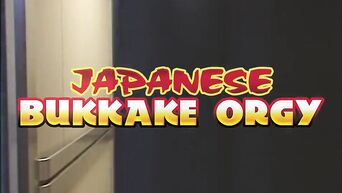 Japanese gangbang and bukkake behind bars