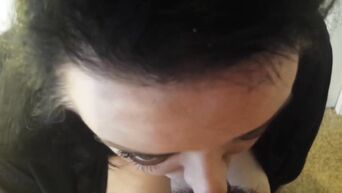 Slut have eyes on forehead during blowjob