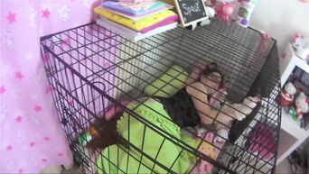 Let humiliated slut out of cage to fuck